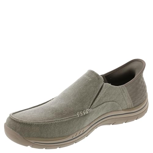 SKECHERS سكيشرز للرجال - حذاء كيسون موك تو قماش سليب إن، بيج، 7 عريض جداً - Image 4