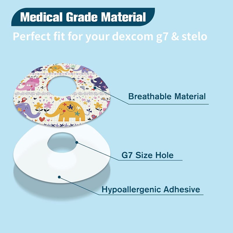 OBUZOO عبوة تحتوي على 10 أغطية لاسلكية مقاومة للماء من نوع G7، متوافقة مع أجهزة Dexcom G7 وStelo، قابلة للتنفس ومرنة، توفر حماية لمدة 10 إلى 15 يومًا، وتحتوي على ثقوب للتهوية. - Image 5
