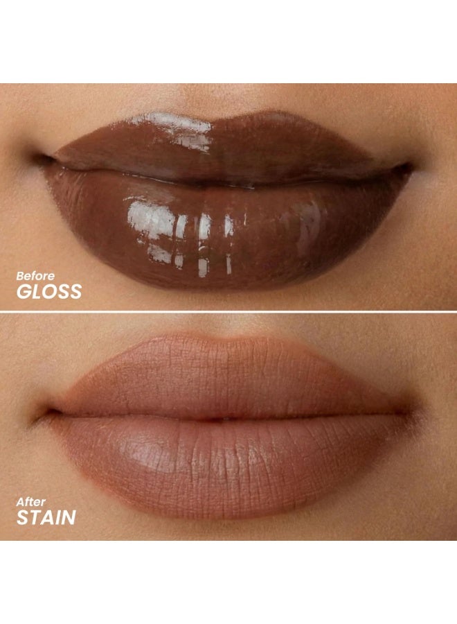 LAMIOR Hydrating Lip Gloss Stain, 2-in-1 Ultra Glossy Shine & Long-Lasting | Lip Tint, Non-Sticky Lightweight High Pigment, Peptide, Astaxanthin & Kakadu Plum Infused, Vegan Cruelty Free(Cocoa Quench) - Image 3