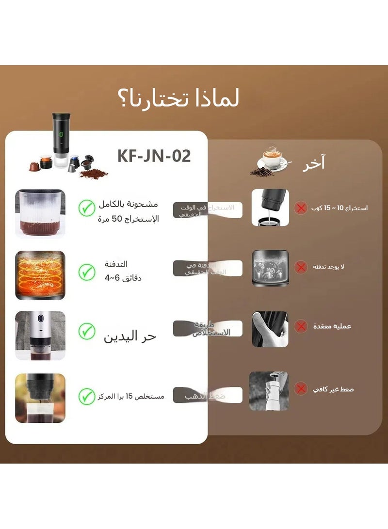 عام آلة إسبريسو المحمولة على شكل كبسولة، آلة قهوة كهربائية صغيرة تعمل بكفاءة تسخين لاسلكية مضخة حرارية. - Image 4