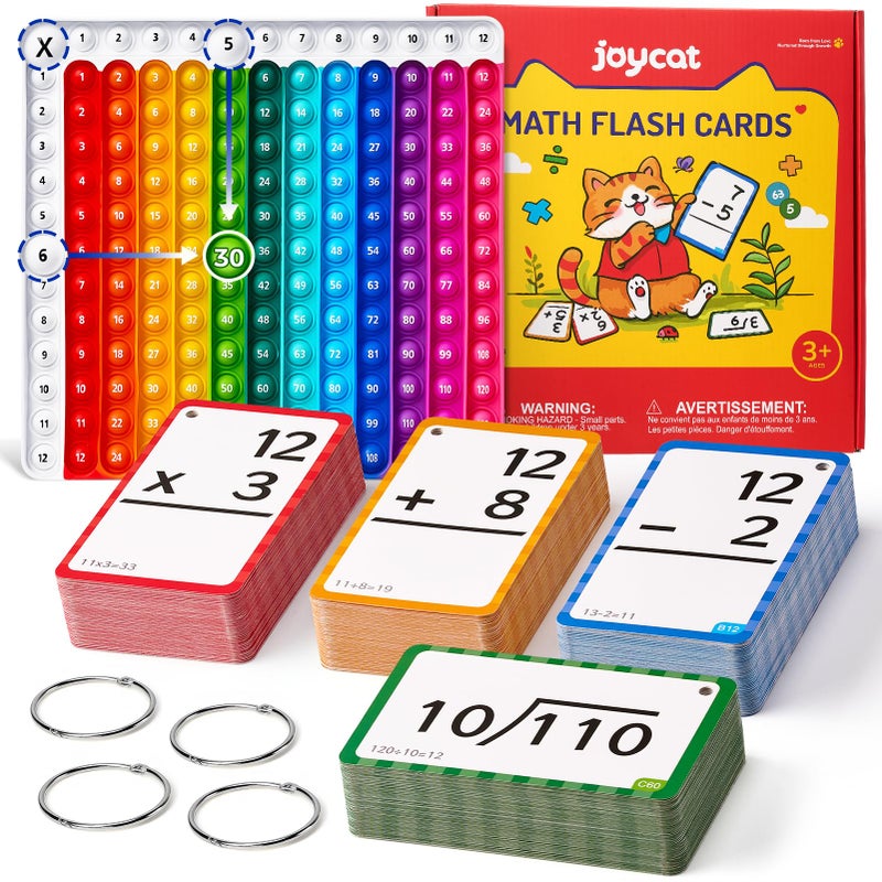JoyCat Math Flash Cards and Chart for Kids Ages 48 288 DoubleSided Flash Cards for Addition Subtraction Multiplication Division Interactive Math Learning Tool for Homeschool and Classroom - Image 4