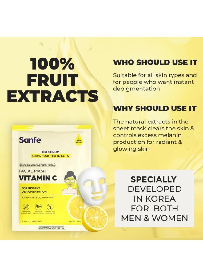 سانفي قناع الوجه بفيتامين سي لإزالة التصبغات بشكل فوري، قطعة واحدة، 25 جم - Image 3