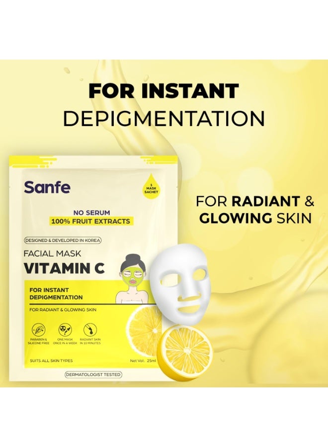 سانفي قناع الوجه بفيتامين سي لإزالة التصبغات بشكل فوري، قطعة واحدة، 25 جم - Image 2