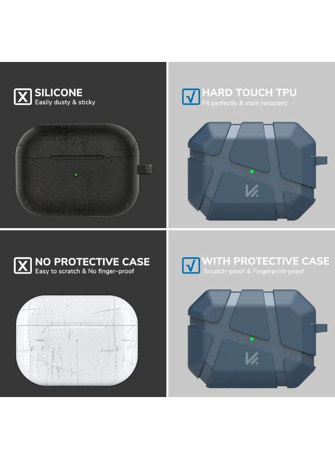 Generic - Airpod Pro 2 Case with Keychain Hard TPU Shockproof Protective Compatible with Airpods Pro 2 Apple Airpod Pro 2 Case Cover for Men Women Front LED Visible-Blue - Image 1