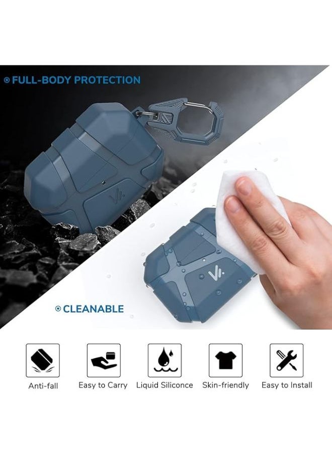 Generic - Airpod Pro 2 Case with Keychain Hard TPU Shockproof Protective Compatible with Airpods Pro 2 Apple Airpod Pro 2 Case Cover for Men Women Front LED Visible-Blue - Image 1