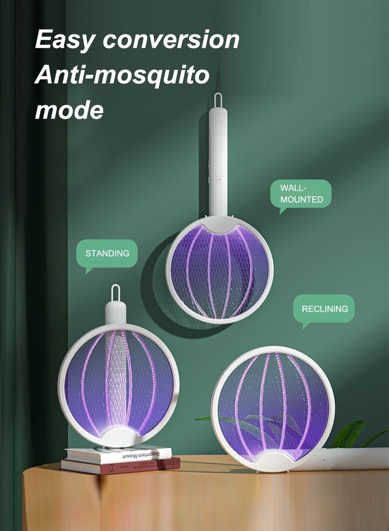 ET-LIFE 3 In 1 USB Rechargeable Electric Mosquito Swatter Electric Fly Swatter XH-28 White  - Image 3