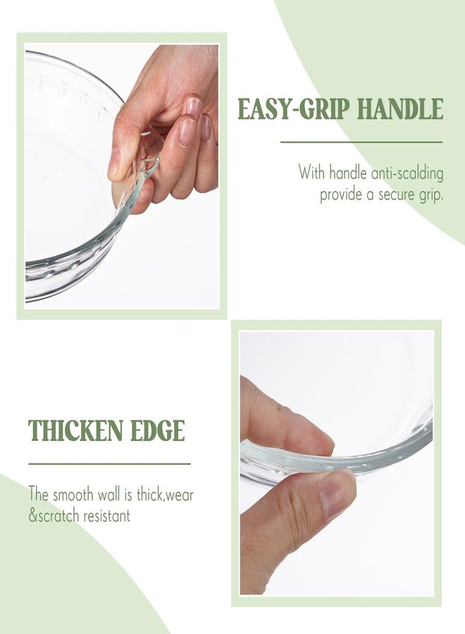 Uiifan مجموعة من 4 أطباق فطائر زجاجية صغيرة من Uiifan، صينية فطائر شفافة مقاس 6 بوصات بمقابض، طبق فطائر زجاجي دائري سعة 11.6 أونصة لفطيرة التفاح، فطيرة اليقطين، فطائر اللحم - Image 3