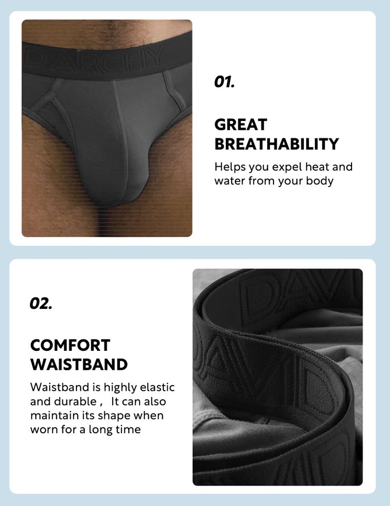 DAVID ARCHY Men's Underwear Briefs Rayon Made from Bamboo Wicking-Moisture Support Pouch Soft Underwear for Men - Image 4