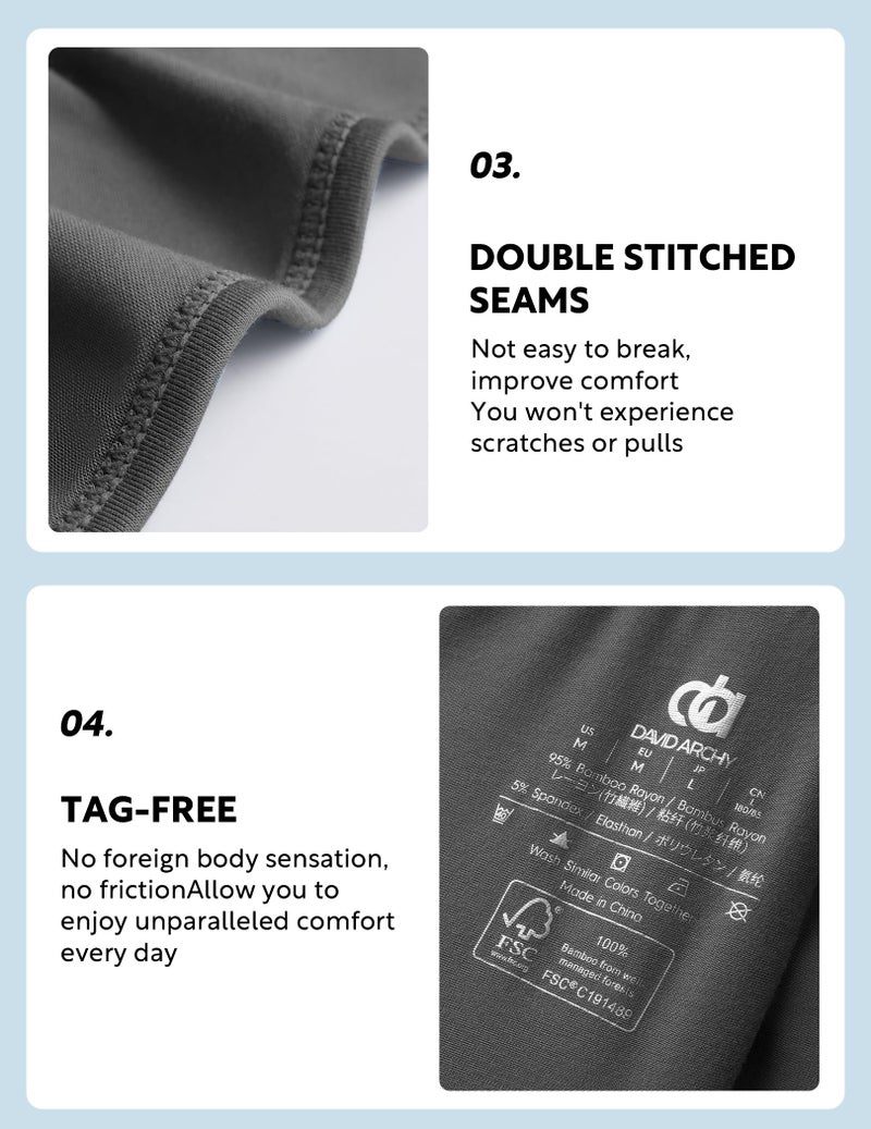 DAVID ARCHY Men's Underwear Briefs Rayon Made from Bamboo Wicking-Moisture Support Pouch Soft Underwear for Men - Image 5