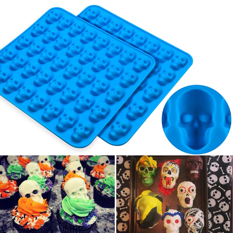 Sidosir 4Pcs Gummy Skull Chocolate Molds, Gummy Skull Candy Molds, Non-stick Silicone Candy Molds with 2 Droppers - Image 3