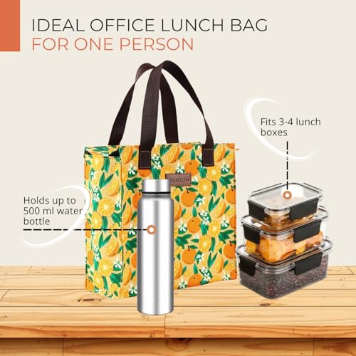 HAMELIN Lunch Bag for Office | Leakproof Tiffin Box Bag for Office, School & Travel | Lunch Box Bags for Men, Women & Kids | Stylish Lunch Bags for Boys & Girls|Tiffin Bag for Travel | Citric Burst - Image 4
