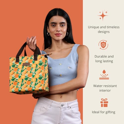 HAMELIN Lunch Bag for Office | Leakproof Tiffin Box Bag for Office, School & Travel | Lunch Box Bags for Men, Women & Kids | Stylish Lunch Bags for Boys & Girls|Tiffin Bag for Travel | Citric Burst - Image 3