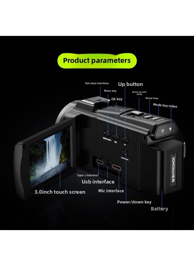 Generic Sharp Eye R4 Camera Digital HD 4K Professional DV Handheld Automatic Video Photography Camera Travel Wedding-Body Color:Black-no Card (uk Standard)  - Image 4