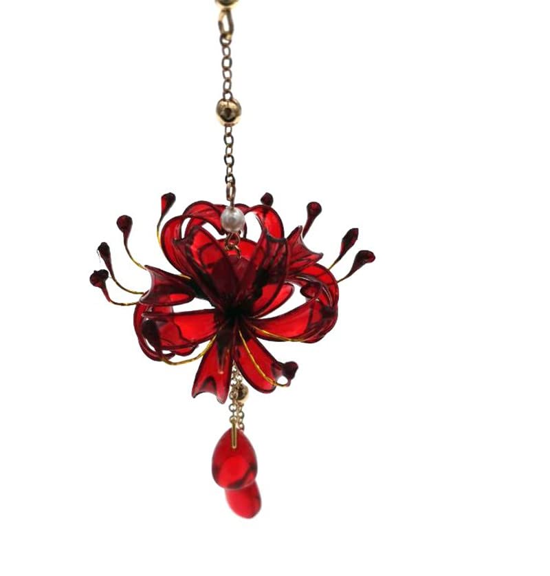 MIAO WU 1Pair Handmade Women Lycoris radiata Flower Earring, Ancient Hanfu Kimono Jewelry Eardrop,Artificial Ear Dangle Drop for Bridal Wedding Party Cosplay Decorations - Image 4