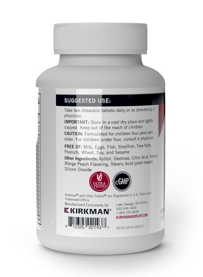 Kirkman Children's Chewable Multivitamin & Mineral - 120 Tablets - Potent Broad-Spectrum Vitamin/Mineral Supplement - With Xylitol - Natural Mango Peach Flavor - Image 3