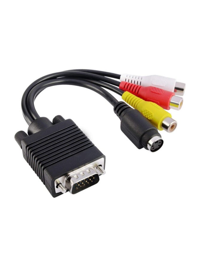 VGA To S Terminal Adapter VGA To AV VGA To S-VIDEO Terminal Adapter Lotus Head 3RCA-Color:Black  - Image 1