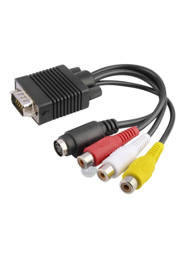 VGA To S Terminal Adapter VGA To AV VGA To S-VIDEO Terminal Adapter Lotus Head 3RCA-Color:Black  - Image 2