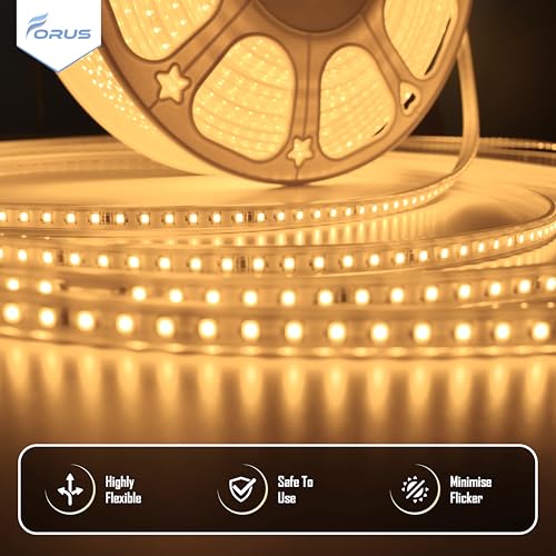 Forus LED Rope Light 10 Meter 1-Year Warranty, Outdoor Waterproof Decorative Cove Lights for Ceiling, Balcony, Home Decor, Interior Decoration, Flexible Profile Light for Diwali, Christmas -Warm White - Image 2