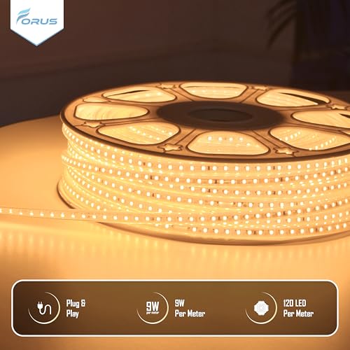 Forus LED Rope Light 10 Meter 1-Year Warranty, Outdoor Waterproof Decorative Cove Lights for Ceiling, Balcony, Home Decor, Interior Decoration, Flexible Profile Light for Diwali, Christmas -Warm White - Image 4