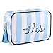 Sanwuta Mahjong Tile Bag with Zipper Striped Embroidered Mahjong Storage Pouch Mah Jong Bags for Tiles Board Game Pieces Game Party Travel Gatherings AccessoriesBlueClassic - Image 2