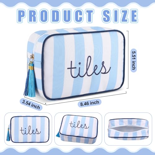 Sanwuta Mahjong Tile Bag with Zipper Striped Embroidered Mahjong Storage Pouch Mah Jong Bags for Tiles Board Game Pieces Game Party Travel Gatherings AccessoriesBlueClassic - Image 5