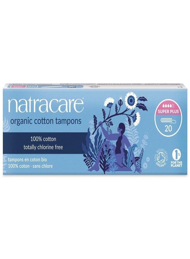 Natracare Non-Applicator 100% Organic Cotton Tampons, Super Plus, Totally Chlorine Free, Biodegradable and Compostable (1 Pack, 20 Tampons Total - Image 1