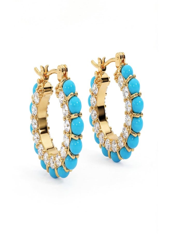 MYEARS Women Hoop Earrings Gold 14K Simple Hypoallergenic Everyday Jewelry, One Size, Brass Metal Yellow Gold, Cubic Zirconia - Image 1
