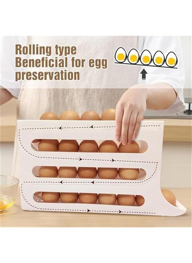 HOOKOR Durku 2 Pcs Egg Holder for Fridge, 4-Layer Automatic Egg Rolling Dispenser, Holds 30 Eggs Simultaneously, Space Saving Egg Tray for Refrigerator, Works In The Kitchen, Cabinets (Grey-2pcs)  - Image 3