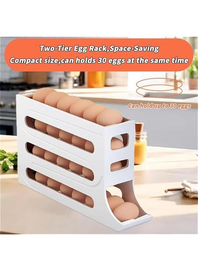 HOOKOR Durku 2 Pcs Egg Holder for Fridge, 4-Layer Automatic Egg Rolling Dispenser, Holds 30 Eggs Simultaneously, Space Saving Egg Tray for Refrigerator, Works In The Kitchen, Cabinets (Grey-2pcs)  - Image 4