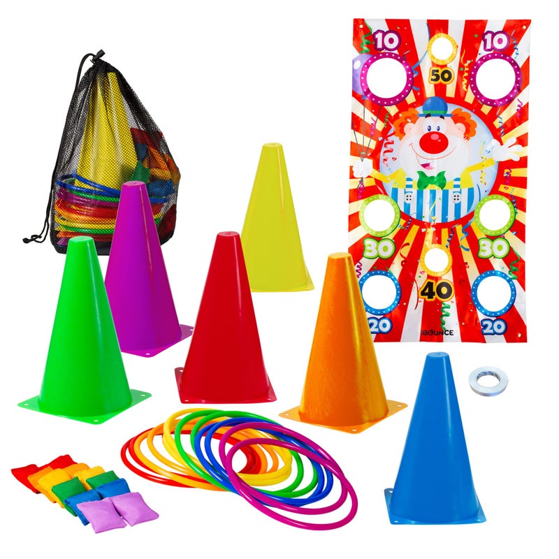 New Bounce New-Bounce Ring Toss - 4-in-1 Obstacle Course & Carnival Games for Kids - Fun Backyard Activities - Image 1