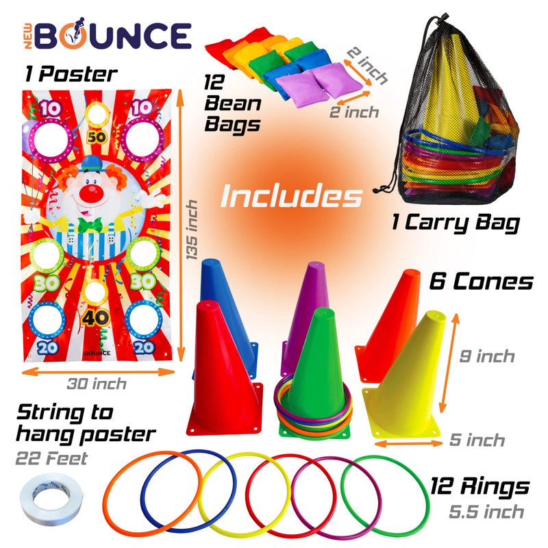 New Bounce New-Bounce Ring Toss - 4-in-1 Obstacle Course & Carnival Games for Kids - Fun Backyard Activities - Image 2
