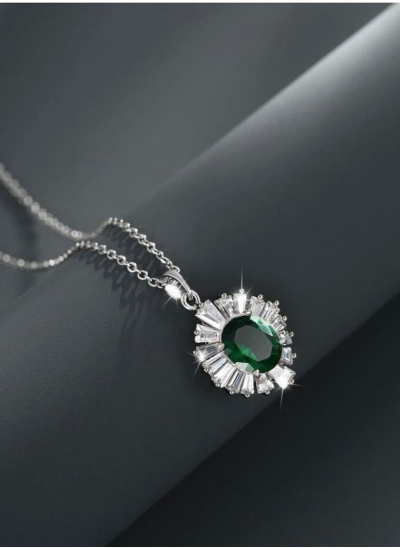 Jewelry 4You - 925 Silver Plated Cubic Zircon Necklace For Women - Image 1