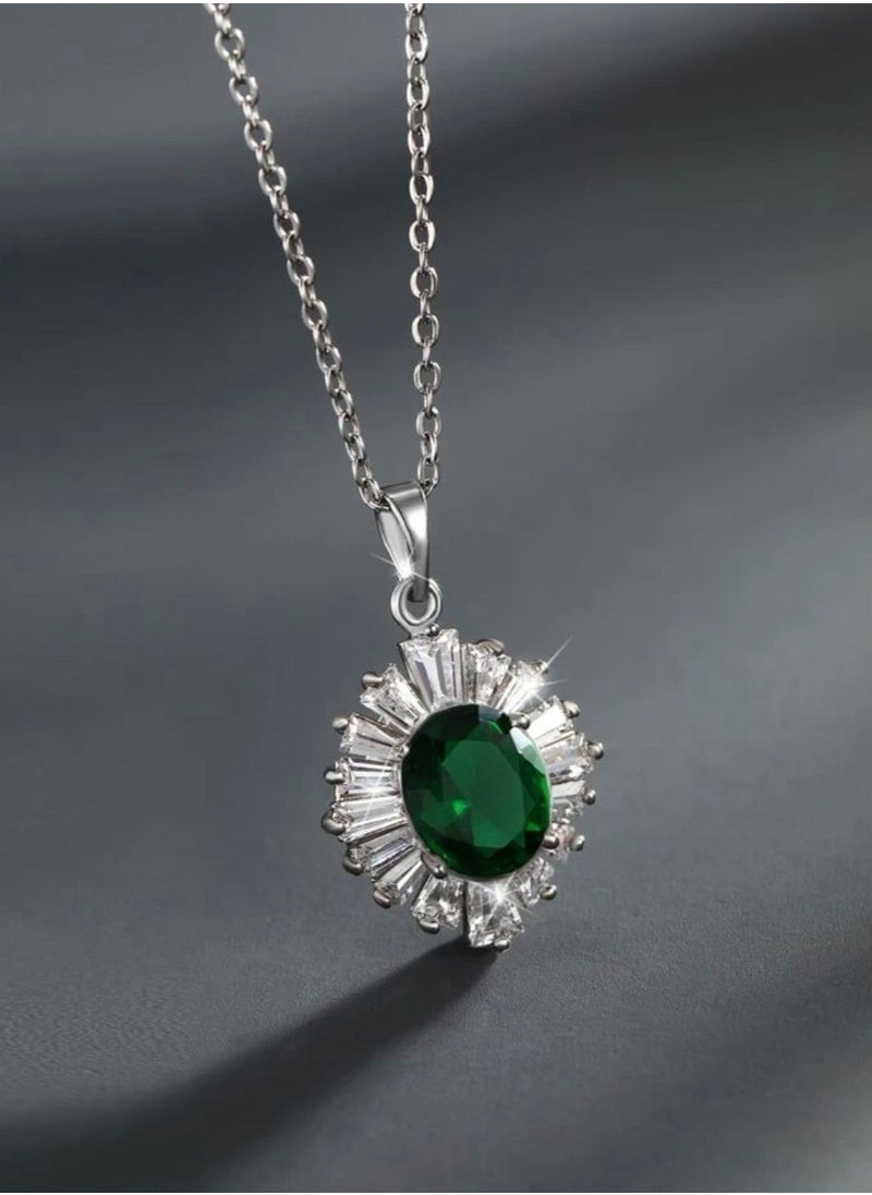 Jewelry 4You - 925 Silver Plated Cubic Zircon Necklace For Women - Image 1