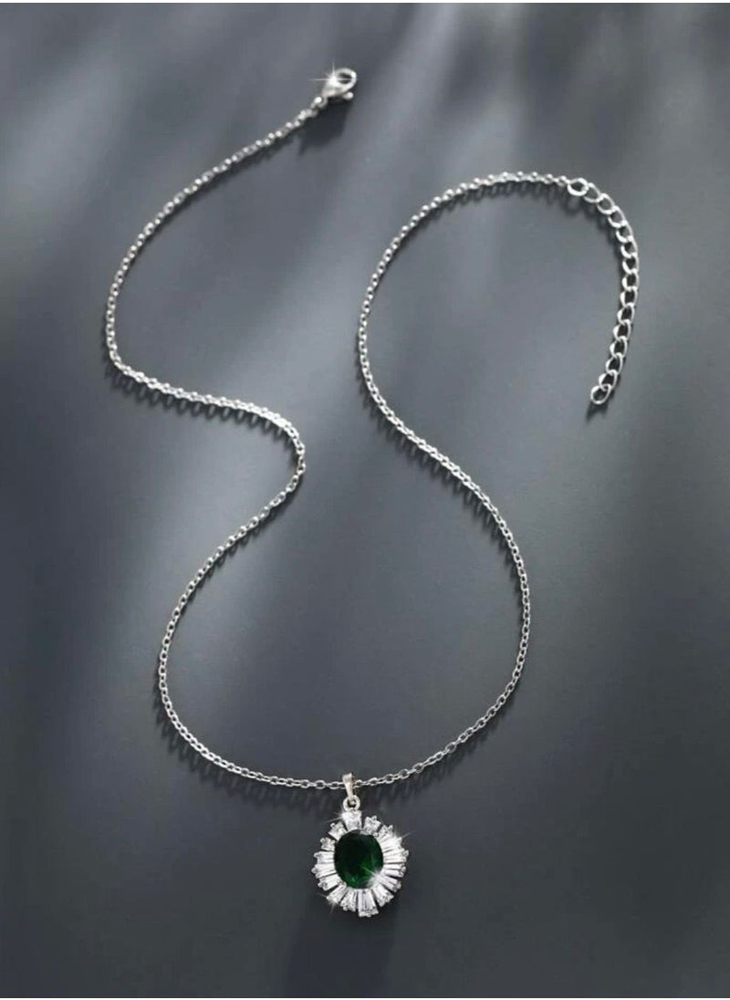 Jewelry 4You - 925 Silver Plated Cubic Zircon Necklace For Women - Image 1