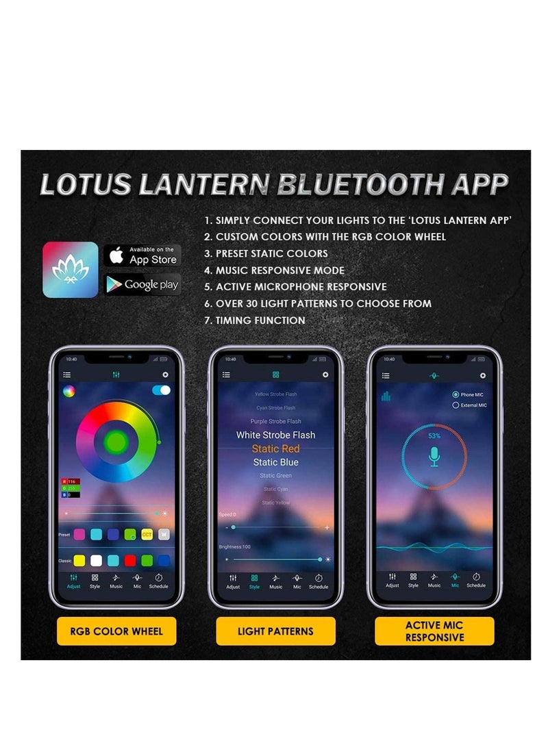 Loquat Waterproof RGB LED Rock Lights 4Pcs Neon Underglow Lighting Kit with APP  Wireless Remote Control, Auto Wheel Exterior Underglow Lights Under Car Lights for SUV Truck AUTO Motorcycle - Image 2