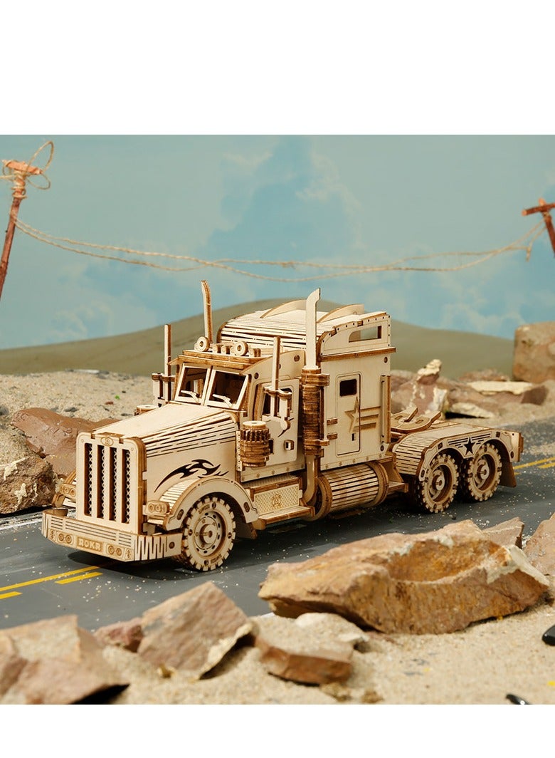 Robotime ROKR Heavy Truck Scale Model MC502, Assembly Brain Teaser 3D Wooden Puzzle DIY Build Model Crafts Kits, Unique Home Decor Birthday Gifts for Teens or Adults - Image 3