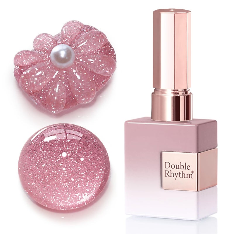 Double Rhythm 0.5Oz Glitter Gel Polish Shimmer Reflective Color for Nail Art Salon DIY Soak Off 15ml Nail Lamp Gel Polish at Home (Light Pink-B1174) - Image 1