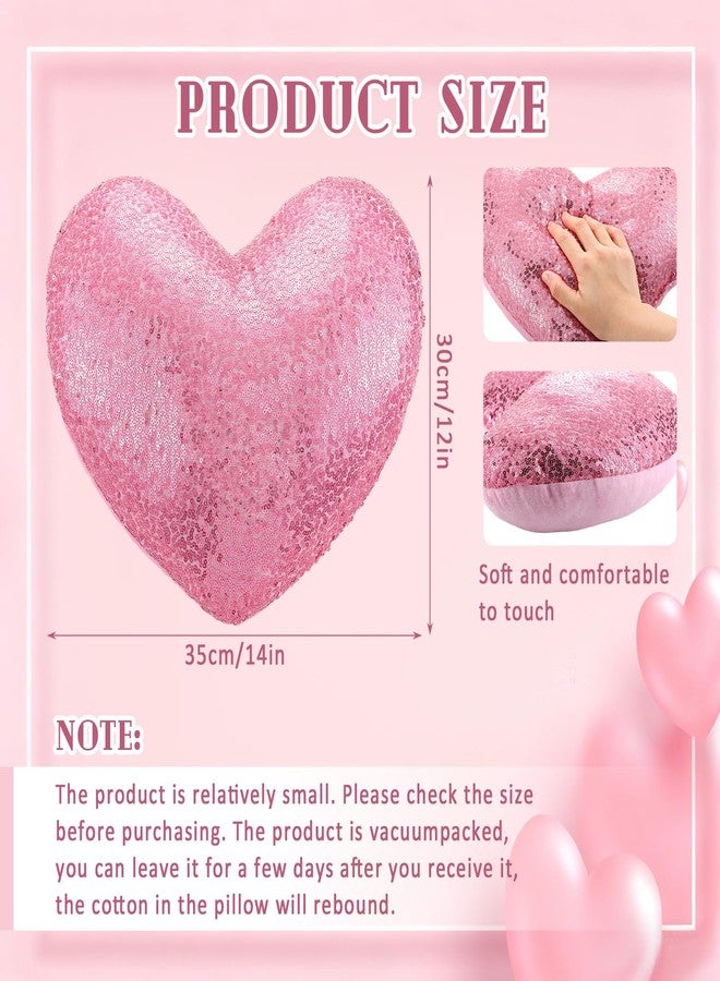 Yookeer وسادة يوكير على شكل قلب لعيد الحب، مقاس 14 × 12 بوصة، مزينة بترتر لامع، وسادة ناعمة لامعة للنساء، ديكور عيد الحب والزفاف والذكرى السنوية للسرير والأريكة (وردي) - Image 3