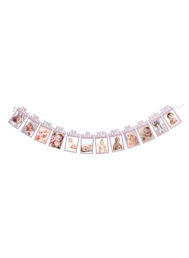 Y&D 12 Months Photo Frame First Happy Birthday Decoration Banner - Image 1