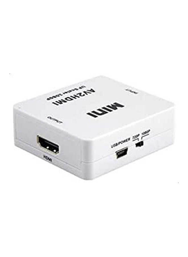 TIGER Hd Video Cvbs To Hdmi Converter Mini Av To Hdmi 1080P Av2Hdmi Signal Converter For Tv Vhs Vcr Dvd Records White - Image 1