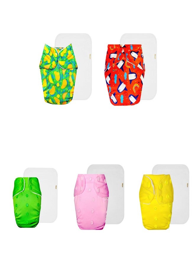 حفاضات دمبلدو القماشية الممتازة مع حشوة قطنية (عبوة من 5) | ناعمة ولطيفة | مانعة للتسرب | أزرار كبس قابلة للتعديل | مناسبة للارتداء طوال اليوم | من 3 أشهر إلى 3 سنوات | للجنسين - Image 1