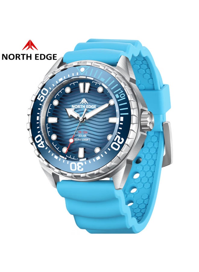 NORTH EDGE ساعة شمسية من نورث إيدج مزودة بالطاقة الشمسية، علبة من الفولاذ المقاوم للصدأ 316، مقاومة للماء حتى 300م، عمر بطارية طويل، إطار سيراميك، ساعة للرجال - Image 1