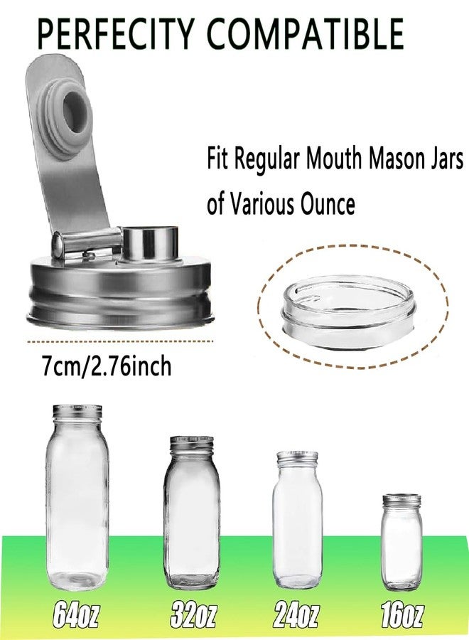 CHOULULUED Mason Jar Pour Spout Lid Stainless Steel,Pour Spout Flip Cap Lids for Mason Jars,No Rust Leaking Proof for Home Brewing Fruit Fermenting Drinks Airtight(2PCS) (Regular Mouth) - Image 3
