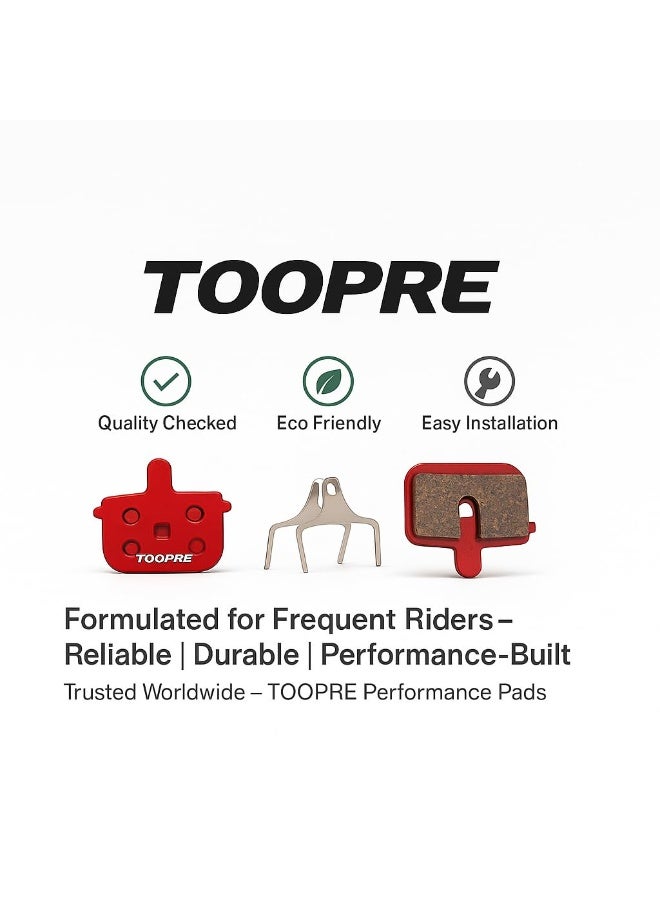 TOOPRE TP-11E Ceramic Disc Brake Pads for E-Bike, Electric Scooter & MTB – Quiet, Durable, High-Performance Replacement Set with Spring Clip (Red) - Image 5