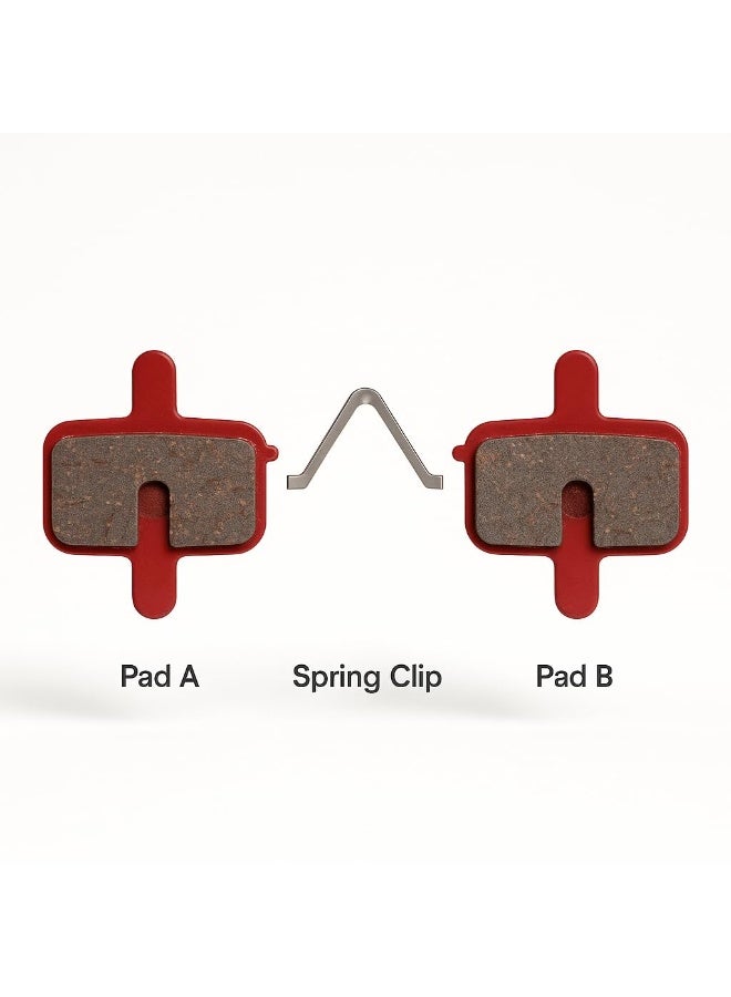 TOOPRE TP-11E Ceramic Disc Brake Pads for E-Bike, Electric Scooter & MTB – Quiet, Durable, High-Performance Replacement Set with Spring Clip (Red) - Image 2
