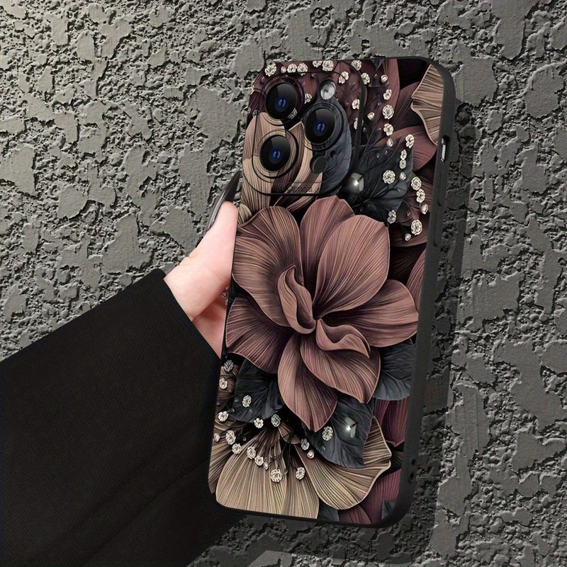 حافظة هاتف لأيفون 11 بلون أسود مضادة للصدمات من مادة TPU تغطية كاملة وحماية دقيقة بتصميم زهرة متفتحة ذات عين سوداء - Image 3