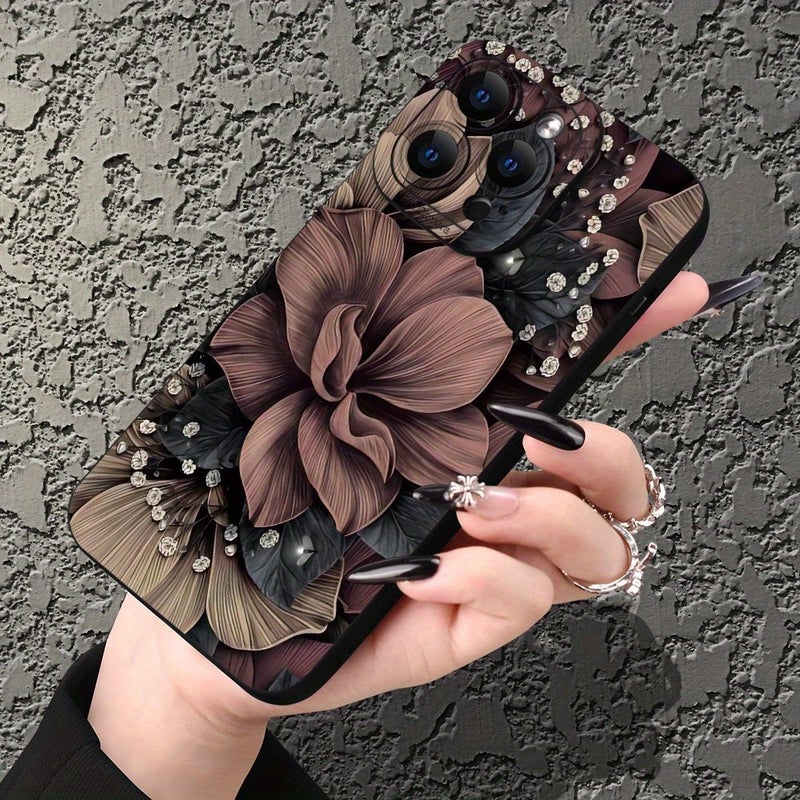 حافظة هاتف لأيفون 11 بلون أسود مضادة للصدمات من مادة TPU تغطية كاملة وحماية دقيقة بتصميم زهرة متفتحة ذات عين سوداء - Image 4