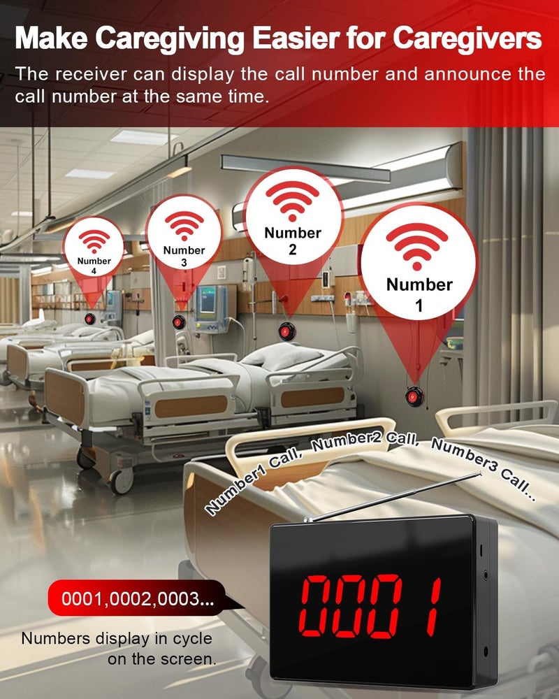 CallToU Wireless Calling System Customers Patient Pager System 1 Display Receiver Only（Need to Be Paired with Transmitter to Work） - Image 5