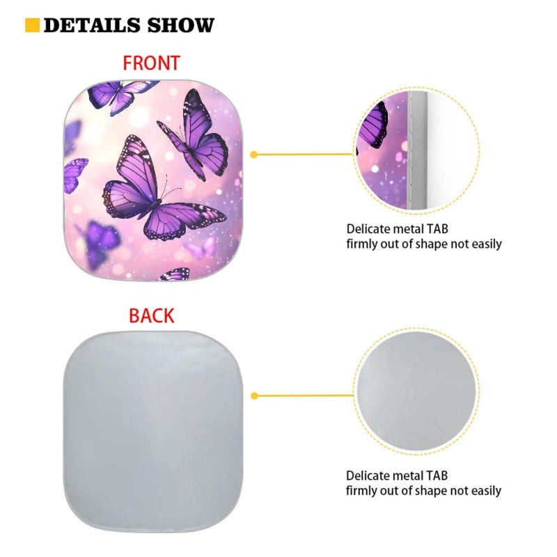 AFPANQZ Galaxy Butterflies Print Sun Shade Universal Fit Windshield Sunshade Car Trucks SUV Windshields Folding Sun Visor Folding Travel Women Teens Sun Block Car Front Window Visors, Black Purple - Image 4
