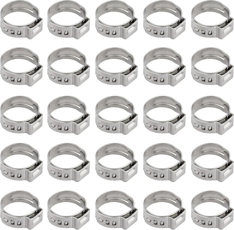 ISPINNER 25pcs 304 Stainless Steel 10.3-12.8mm Single Ear Stepless Hose Clamps - Image 1